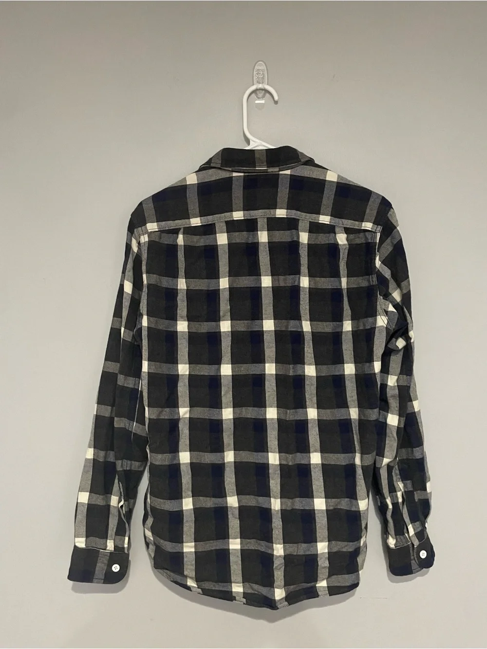 J. Crew Black, White & Navy Plaid Button-Down Flannel Shirt